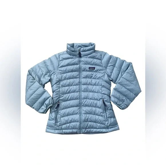 Patagonia Size XL, 14, Light Blue Down Sweater Puffer Coat - Picture 1 of 10